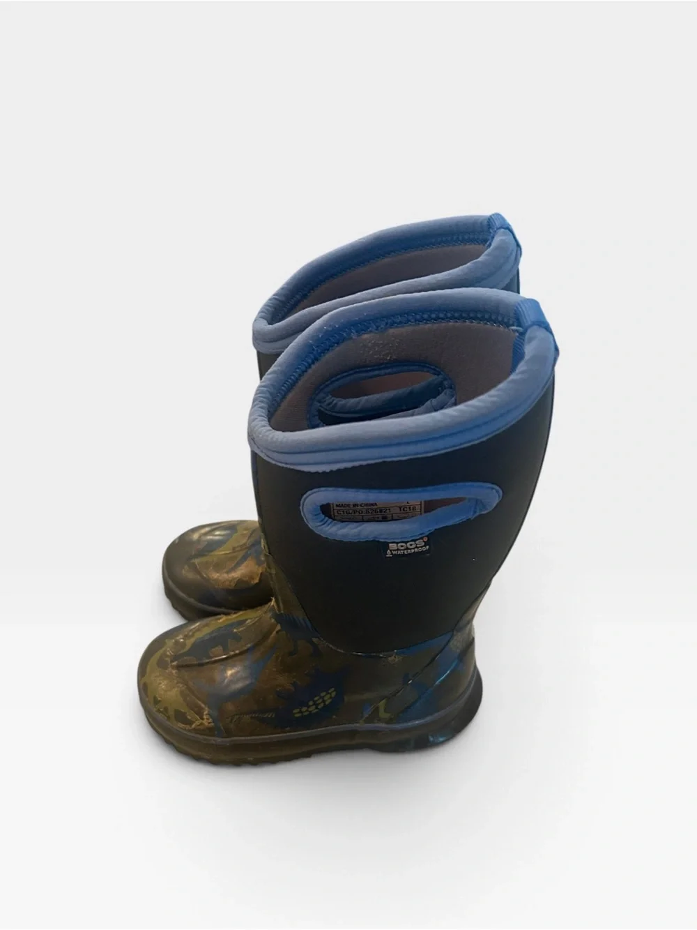 Kids bogs size 10 Blue Camo Rain Boots